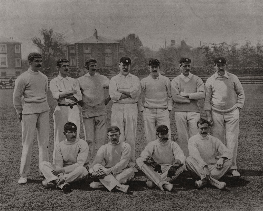 Surrey cricket team. W. Lockwood, R. Abel, H. Wood, W. Brockwell 1894 print